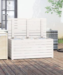Contenitore Giardino Bianco 101x50,5x46,5cm Legno Massello Pino