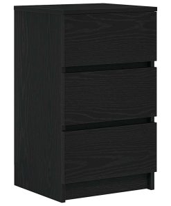 Comodini Con 3 Cassetti 2 Pz Nero 39x35x65 cm