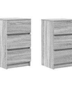 Comodini Con 3 Cassetti 2 Pz Grigio Sonoma 39x35x65 cm