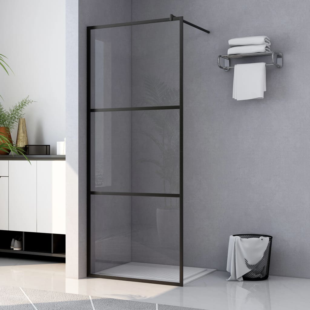 Parete Doccia WalK-In In Vetro Trasparente Esg Nera 90x195 cm - Image 5