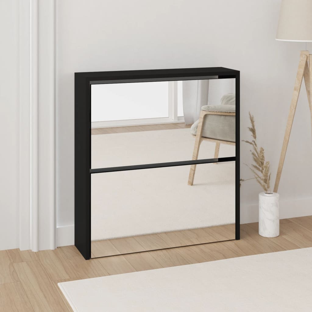 Scarpiera Con Specchio A 2 Livelli Nera 63x17x67 cm - Image 5
