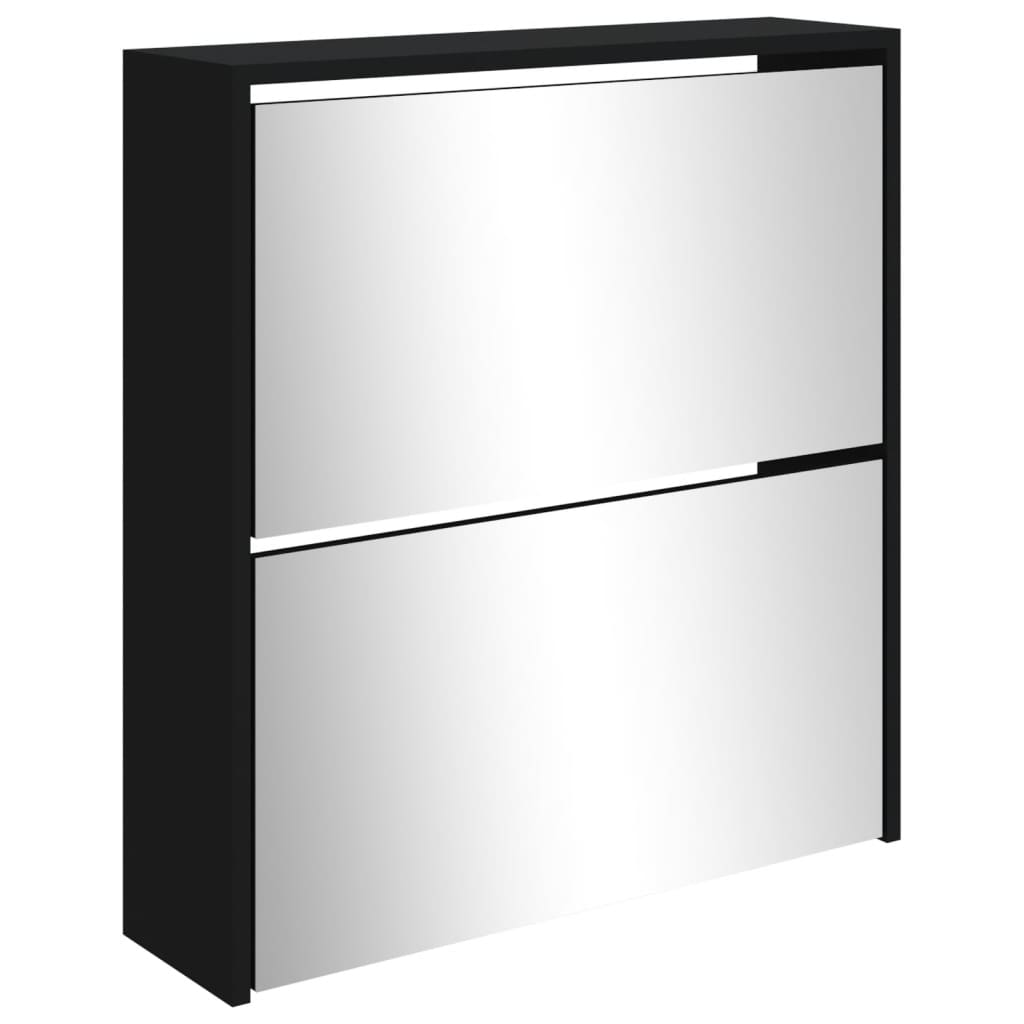Scarpiera Con Specchio A 2 Livelli Nera 63x17x67 cm - Image 3