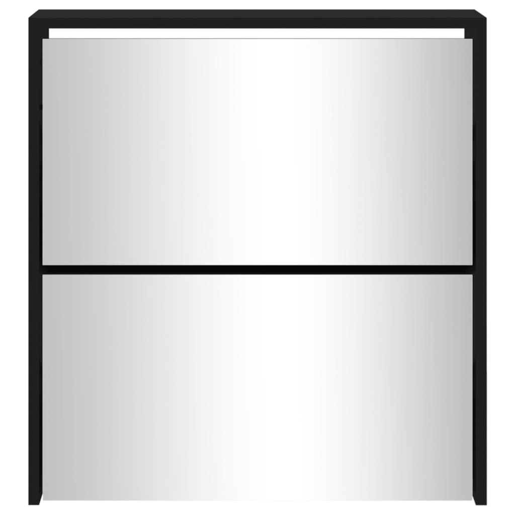 Scarpiera Con Specchio A 2 Livelli Nera 63x17x67 cm - Image 4