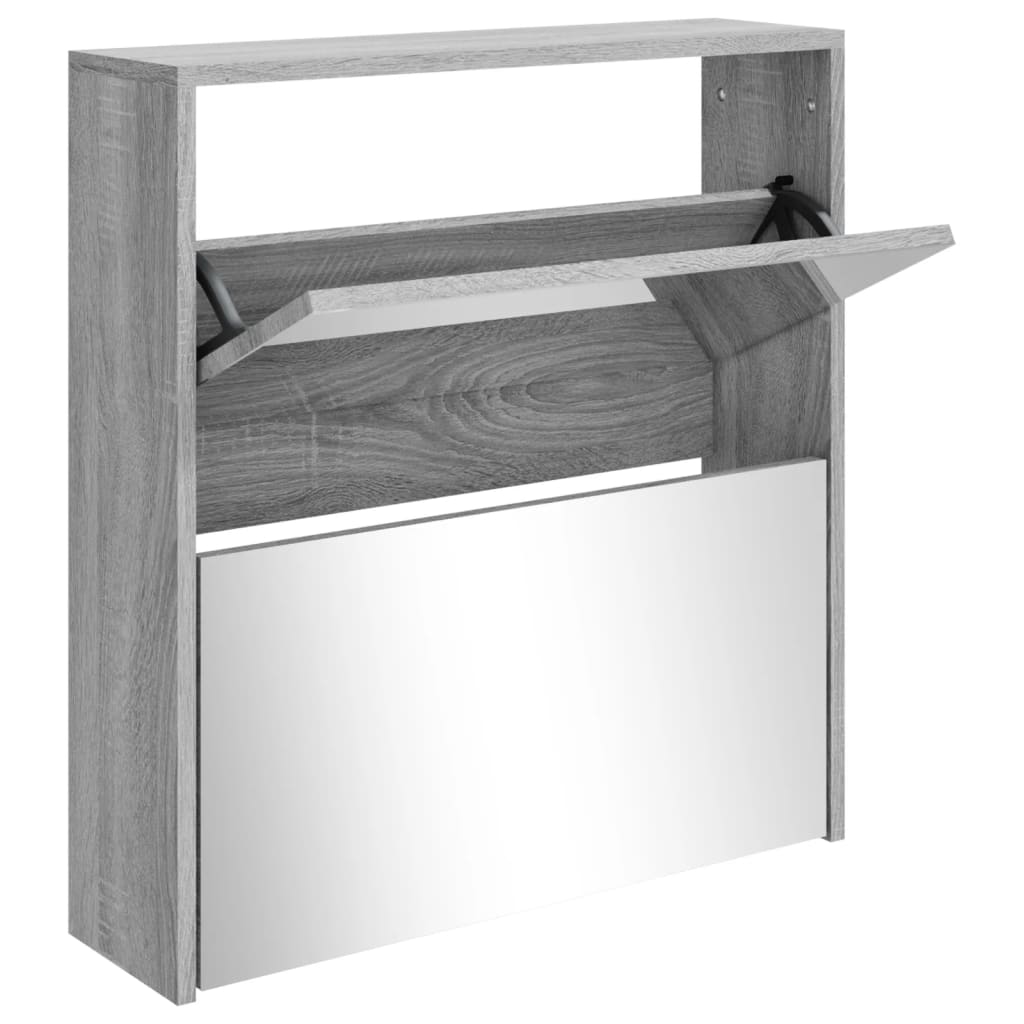 Scarpiera Con Specchio A 2 Livelli Grigio Sonoma 63x17x67 cm - Image 6