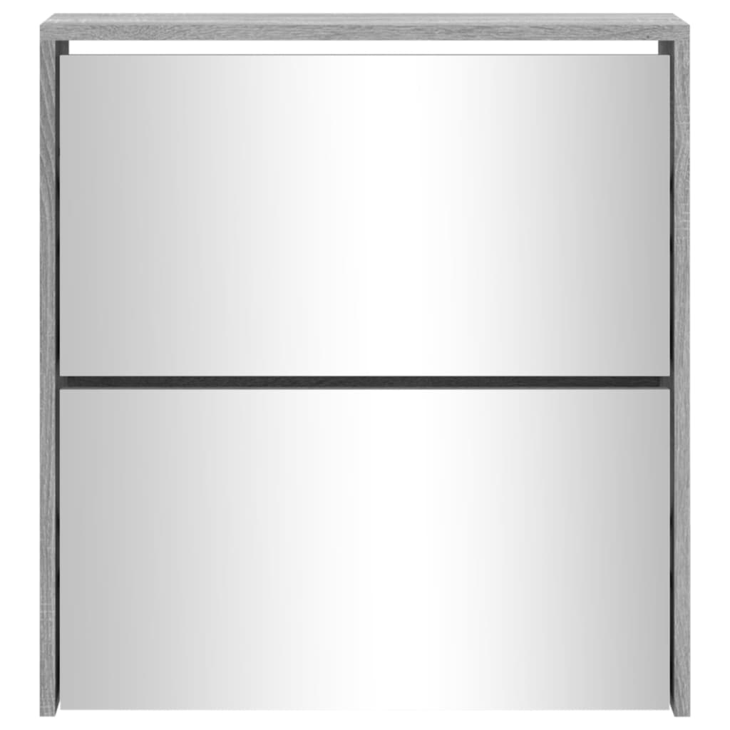 Scarpiera Con Specchio A 2 Livelli Grigio Sonoma 63x17x67 cm - Image 3