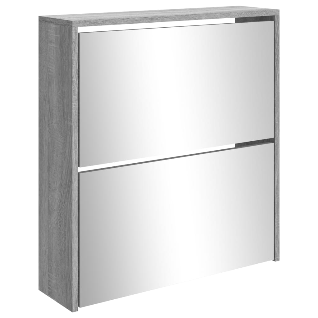 Scarpiera Con Specchio A 2 Livelli Grigio Sonoma 63x17x67 cm - Image 5