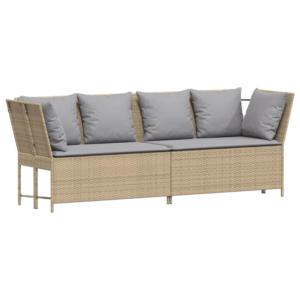Divano Da Giardino Con Cuscini In Polyrattan Beige