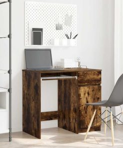 Scrivania Rovere Fumo 86x49x76 Cm In Legno Multistrato