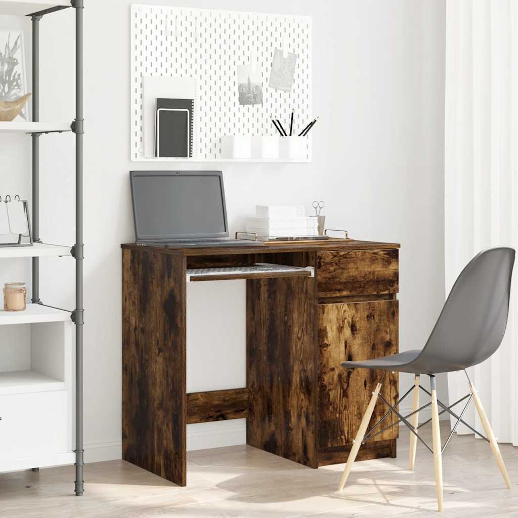 Scrivania Rovere Fumo 86x49x76 Cm In Legno Multistrato