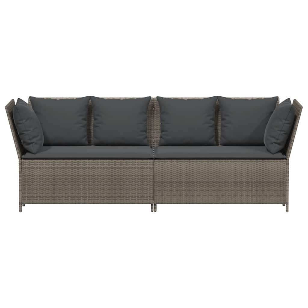 Divano Da Giardino Con Cuscini In Polyrattan Grigio