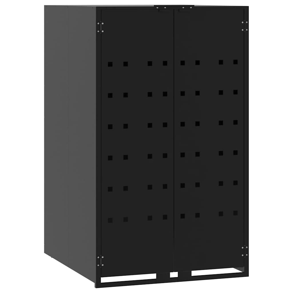 Copribidone Con Ruote Per 3 Bidoni Nera 207x79x117cm In Acciaio