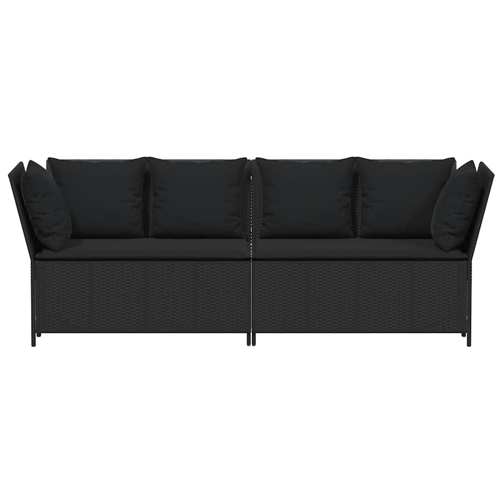 Divano Da Giardino Con Cuscini In Polyrattan Nero