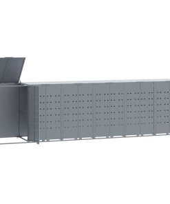 Copribidone Con Ruote Per 6 Bidoni Grigio 414x79x117cm Acciaio