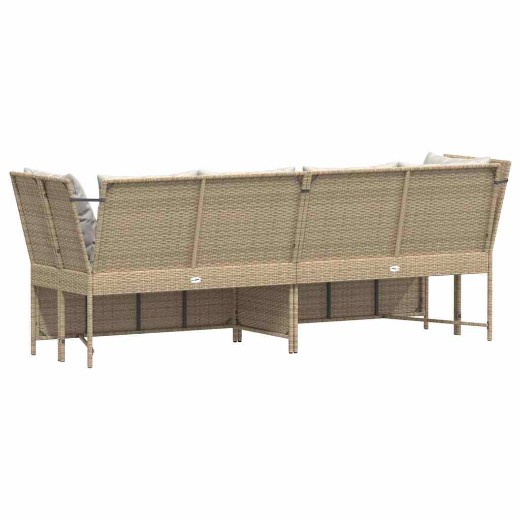 Divano Da Giardino Con Cuscini In Polyrattan Beige