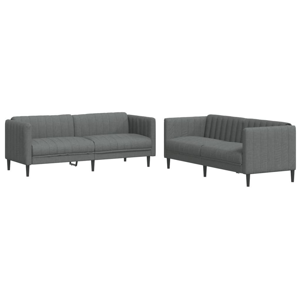 Set Di Divani 2 Pz Grigio Scuro In Tessuto