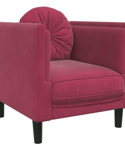 Poltrona Con Cuscino Rosso Vino In Velluto