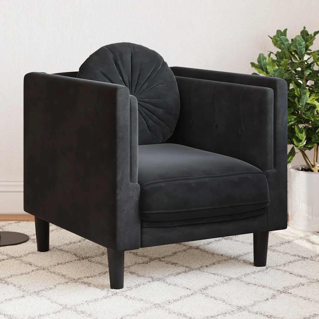 Poltrona Con Cuscino Nero In Velluto