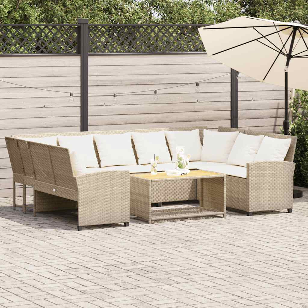 Divano Da Giardino Con Cuscini In Polyrattan Beige