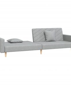 Divano Letto A 2 Posti Con 2 Cuscini Grigio Chiaro In Tessuto