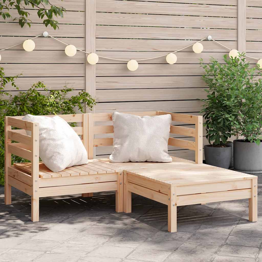 Divano Da Giardino 2 Posti Con Poggiapiedi Legno Massello Pino
