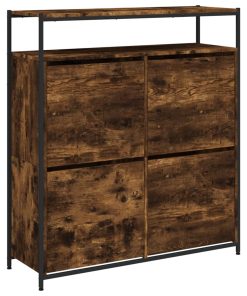 Scarpiera Con 4 Cassetti Ribaltabili Rovere Fumo 100x34x112 cm