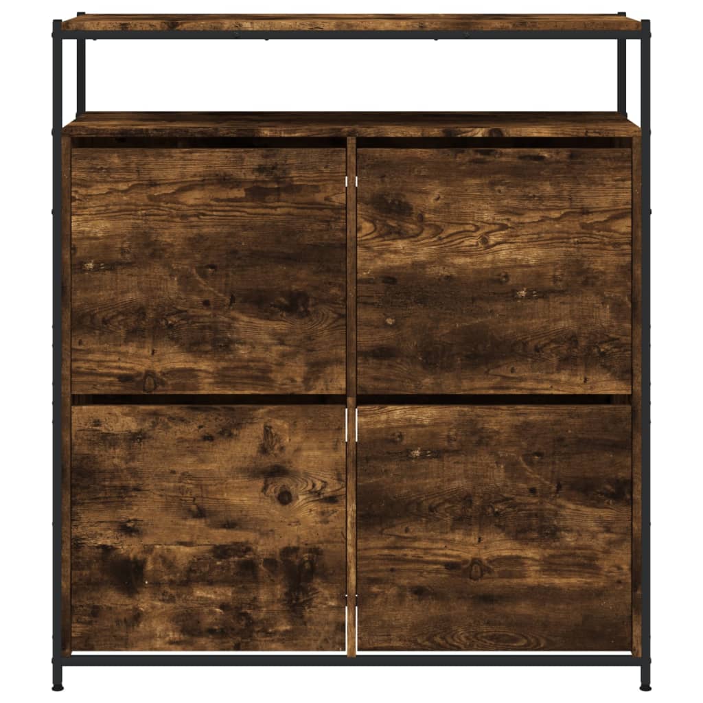 Scarpiera Con 4 Cassetti Ribaltabili Rovere Fumo 100x34x112 cm - Image 3