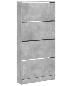 Scarpiera 4 Cassetti Ribaltabili Grigio Cemento 80x21x163,5 cm