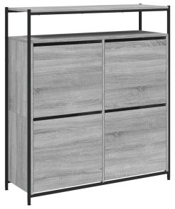 Scarpiera 4 Cassetti Ribaltabili Grigio Sonoma 100x34x112 cm