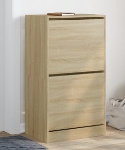 Scarpiera 2 Cassetti Ribaltabili Rovere Sonoma 60x42x108 cm