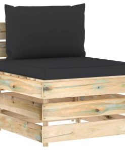 Divano Centrale Modulare Con Cuscini In Legno Impregnato Verde