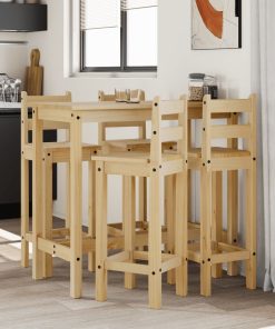 Set Da Bar 5 Pz In Legno Massello Di Pino