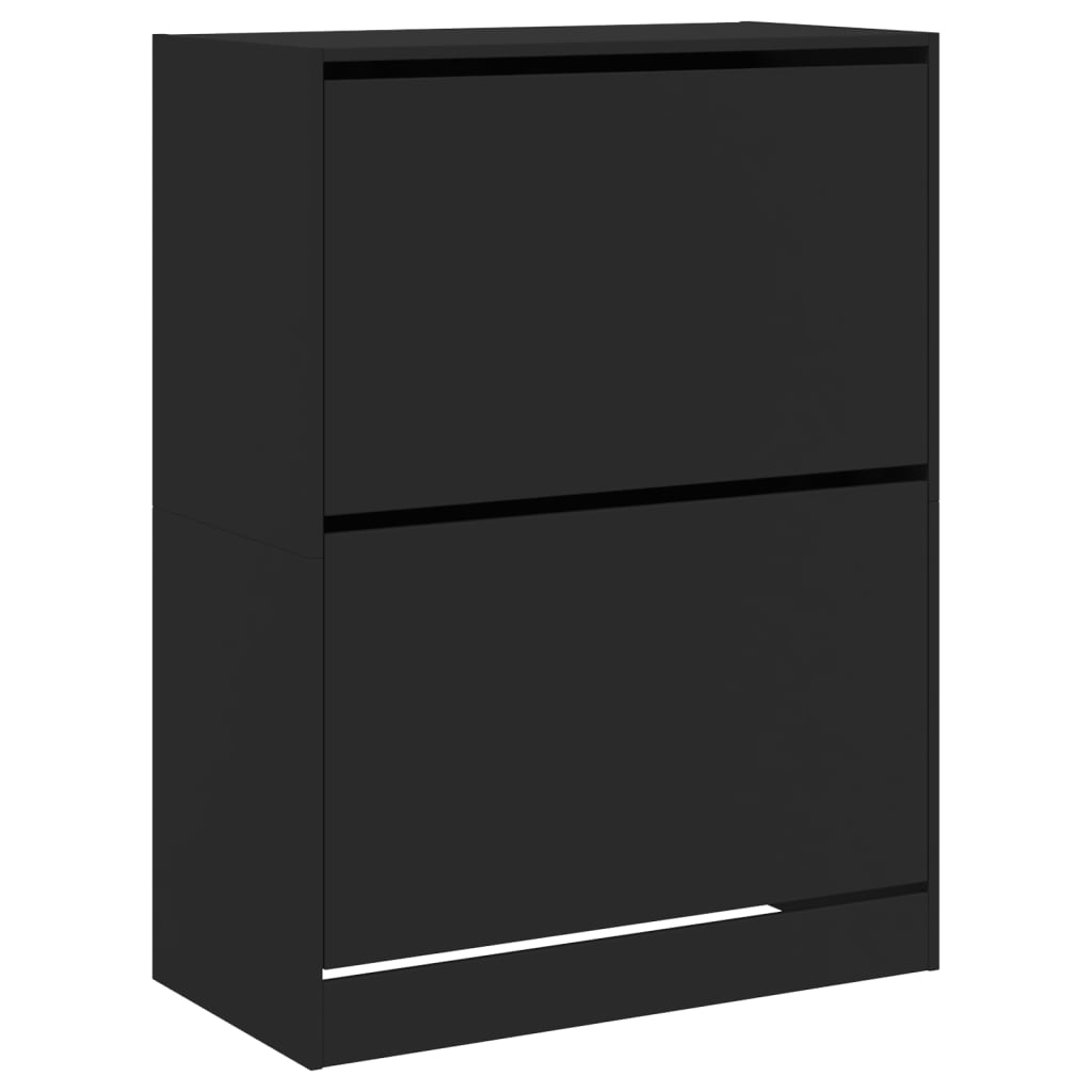 Scarpiera Con 2 Cassetti Ribaltabili Nera 80x42x108 cm