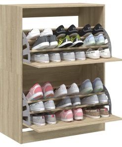 Scarpiera 2 Cassetti Ribaltabili Rovere Sonoma 80x42x108 cm