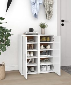 Scarpiere 2 Pz Bianche 32x35x70 Cm In Legno Multistrato