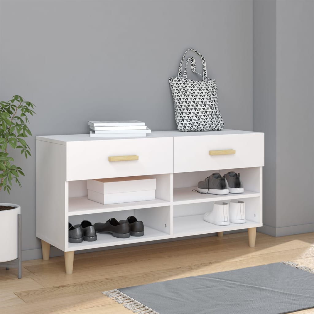 Scarpiera Bianca 102x35x55 Cm In Legno Multistrato - Image 3