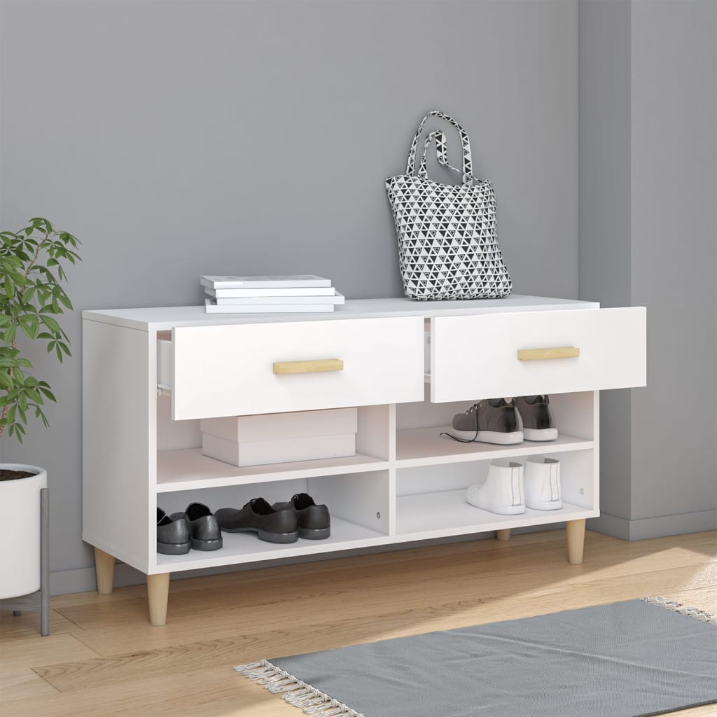 Scarpiera Bianca 102x35x55 Cm In Legno Multistrato - Image 6