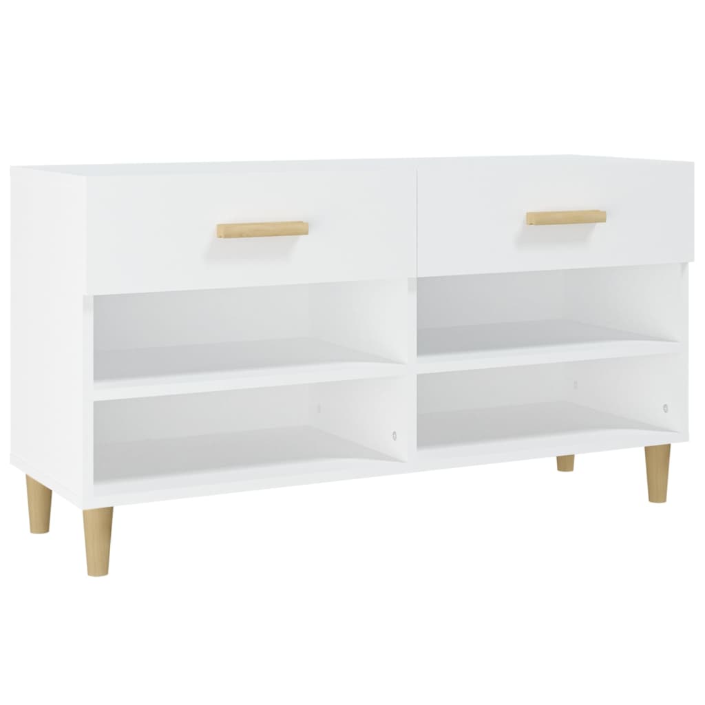 Scarpiera Bianca 102x35x55 Cm In Legno Multistrato