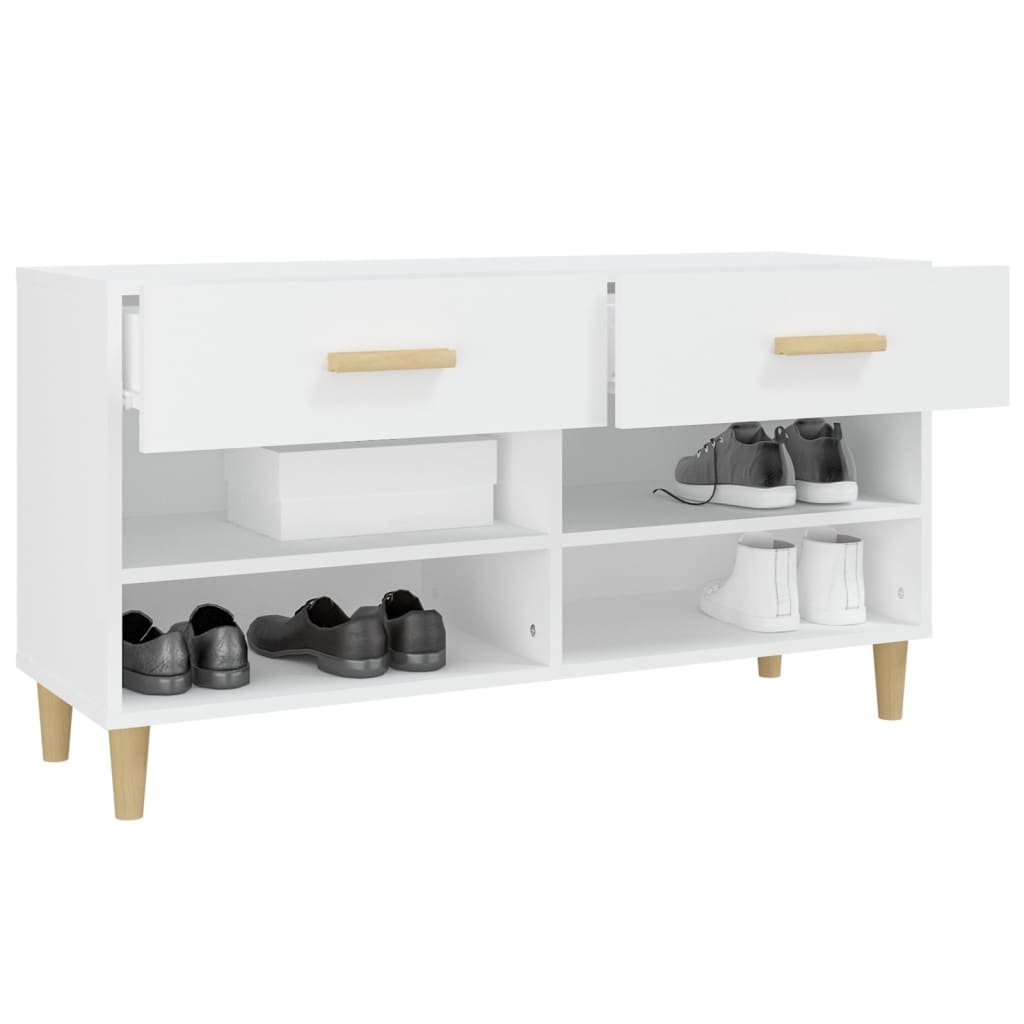 Scarpiera Bianca 102x35x55 Cm In Legno Multistrato - Image 4