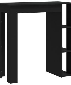 Tavolino Da Bar Con Ripiani Nero 102x50x103,5cm In Truciolato