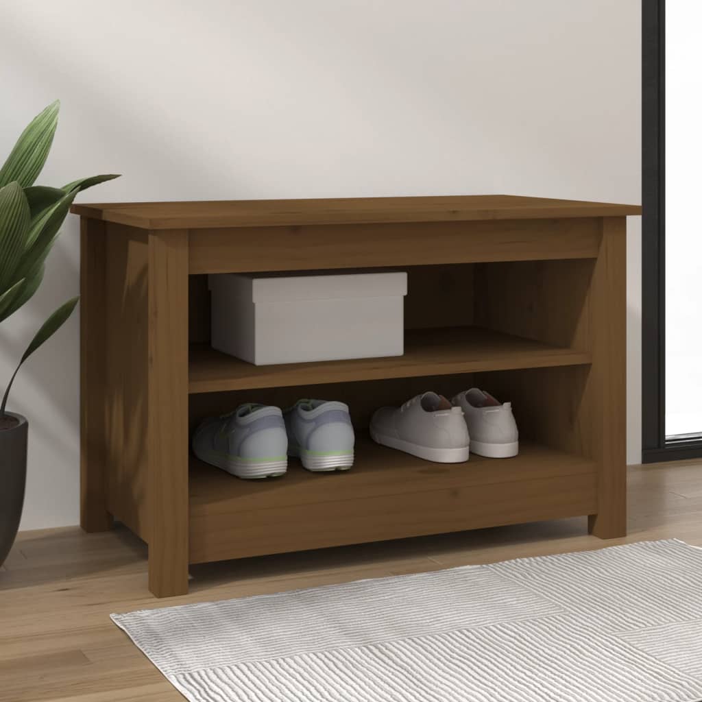 Scarpiera Ambrata 70x38x45,5 Cm In Legno Massello Di Pino - Image 2