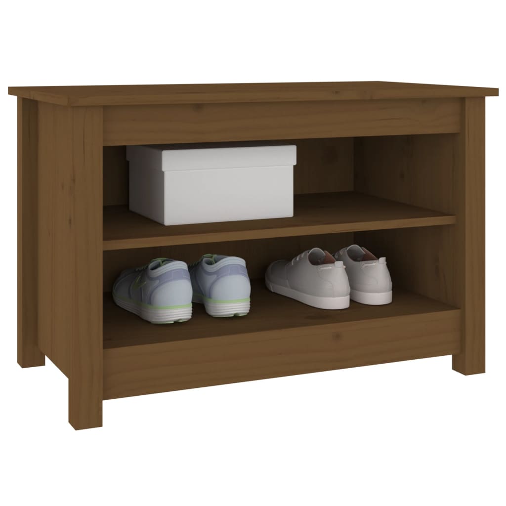 Scarpiera Ambrata 70x38x45,5 Cm In Legno Massello Di Pino