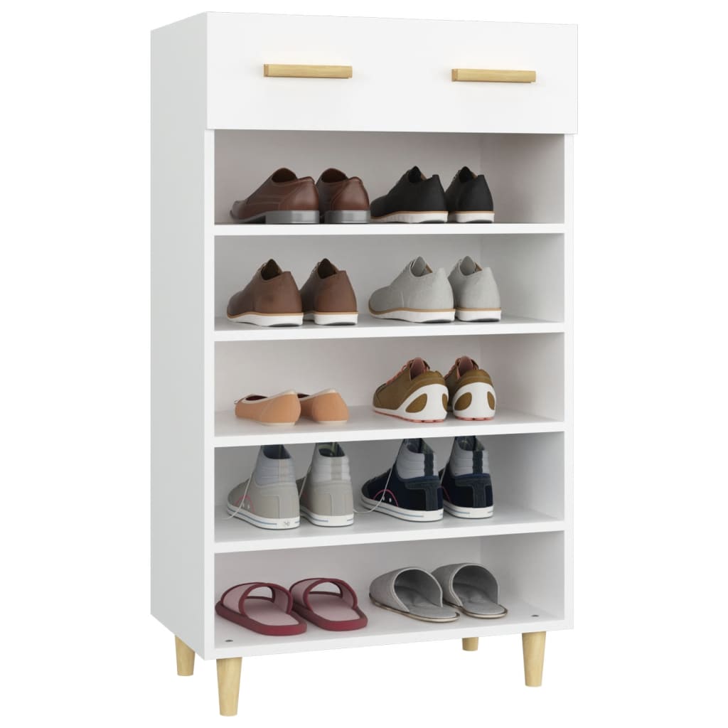 Scarpiera Bianca 60x35x105 Cm In Legno Multistrato