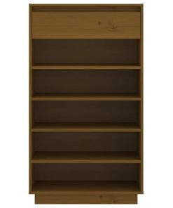Scarpiera Marrone Ambra 60x34x105 Cm In Legno Massello Di Pino