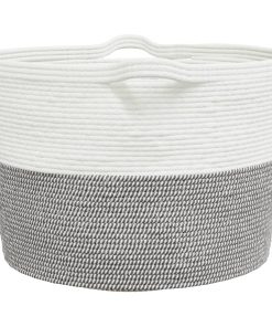 Cesto Per Biancheria Grigio E Bianco Ø60x36 Cm In Cotone