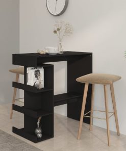 Tavolo Da Bar Con Ripiani Nero 100x50x101,5 Cm In Truciolato