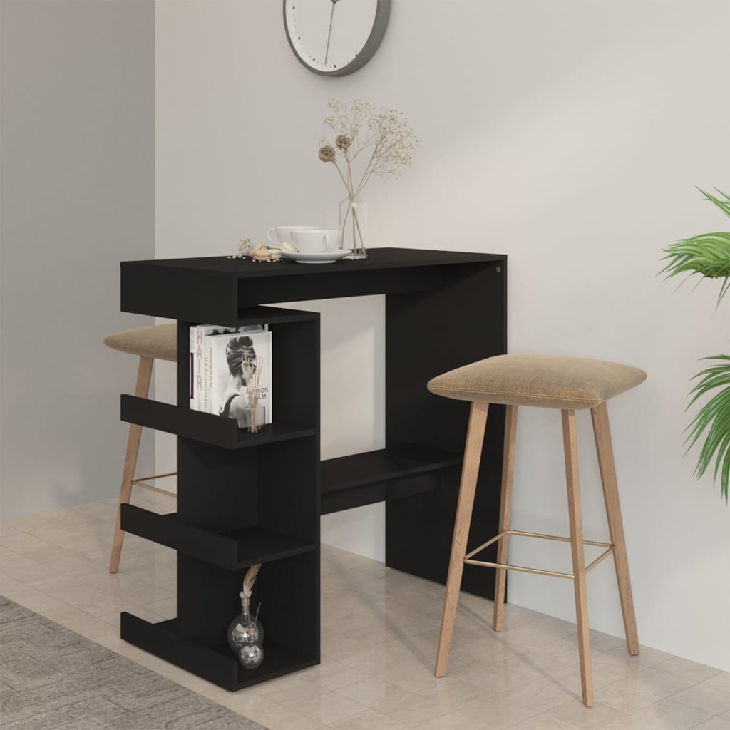 Tavolo Da Bar Con Ripiani Nero 100x50x101,5 Cm In Truciolato