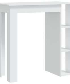 Tavolino Da Bar Con Ripiani Bianco 102x50x103,5cm In Truciolato