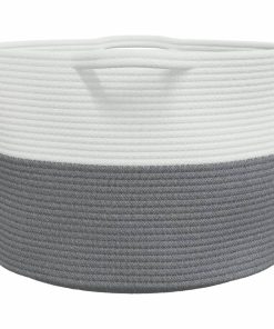 Cesto Per Biancheria Grigio E Bianco Ø55x36 Cm In Cotone