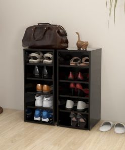 Scarpiere 2 Pz Nere 31,5x35x70 Cm In Truciolato