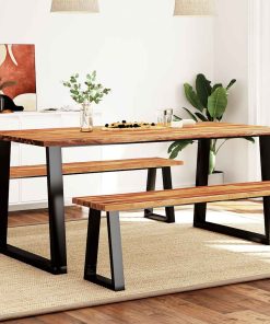 Tavolo Da Pranzo Bordi Vivi 180x90x75 Cm Legno Massello Acacia